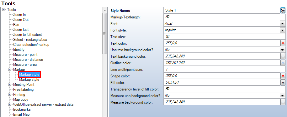 Markup tool styles - WebOffice category