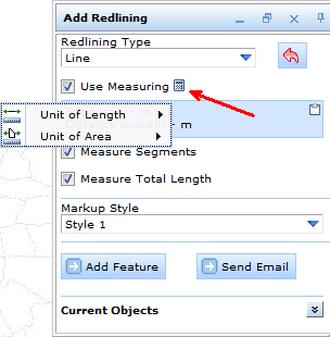 Change units of measurement in the tool form 'Add Redlining' 