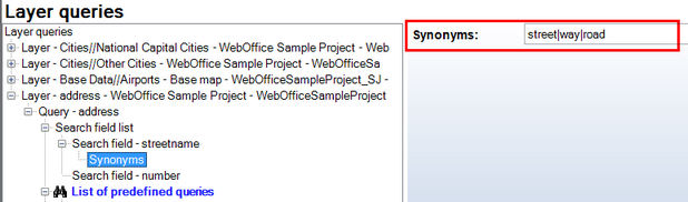 Using synonyms on search field