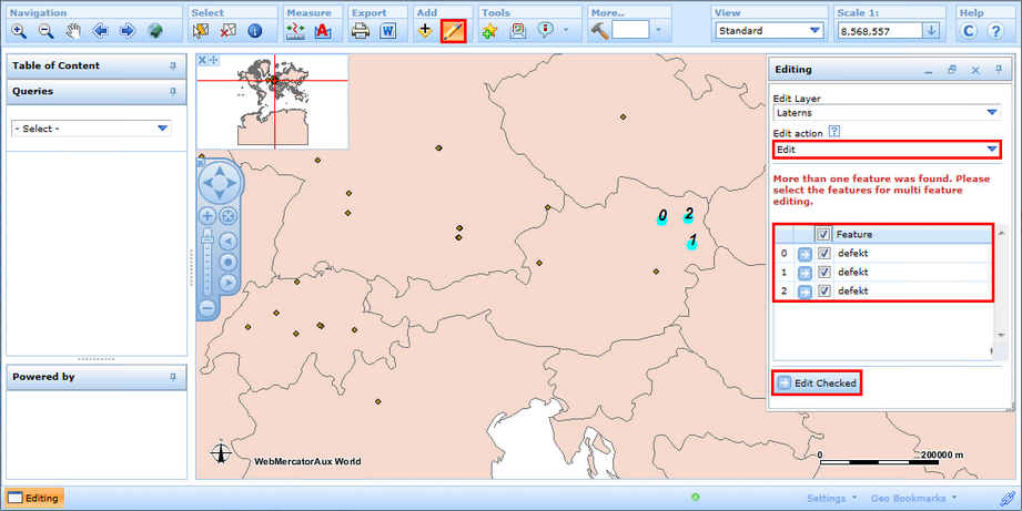 Attributive editing with multiple object editing in the editing dialog of the WebOffice html client