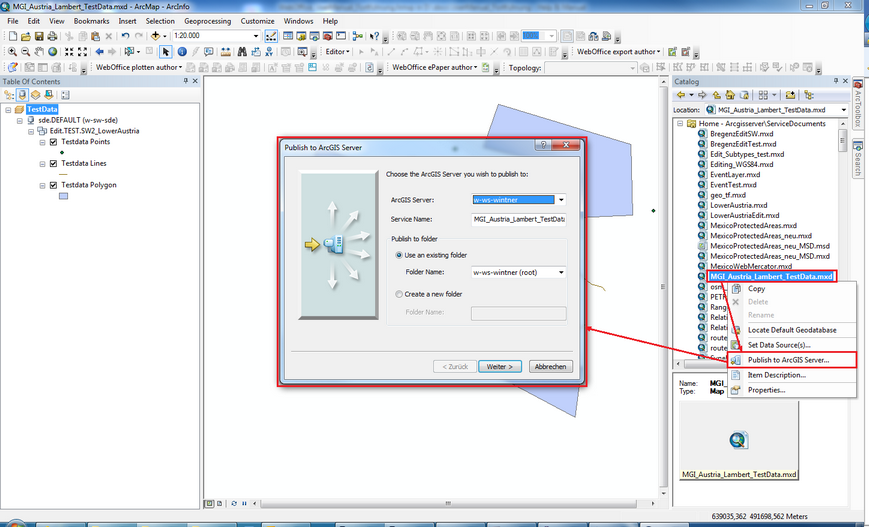 Publish the new MXD map document to ArcGIS Server