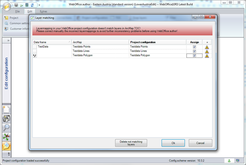 Layer matching in WebOffice author
