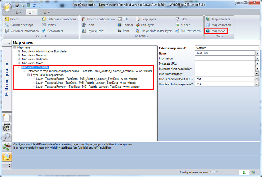 Configure a new map view refering to the second map service