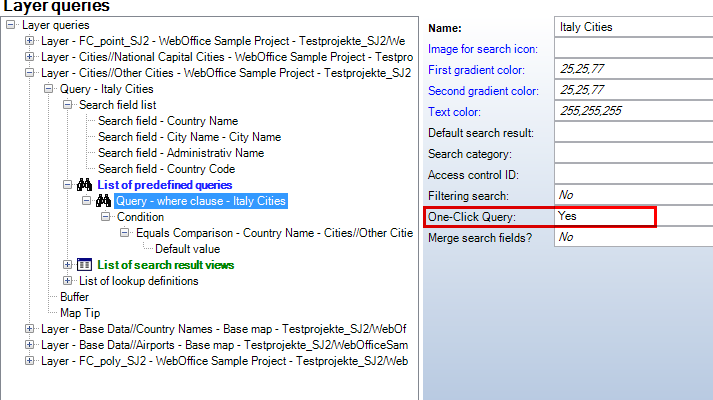 One-click-query configuration