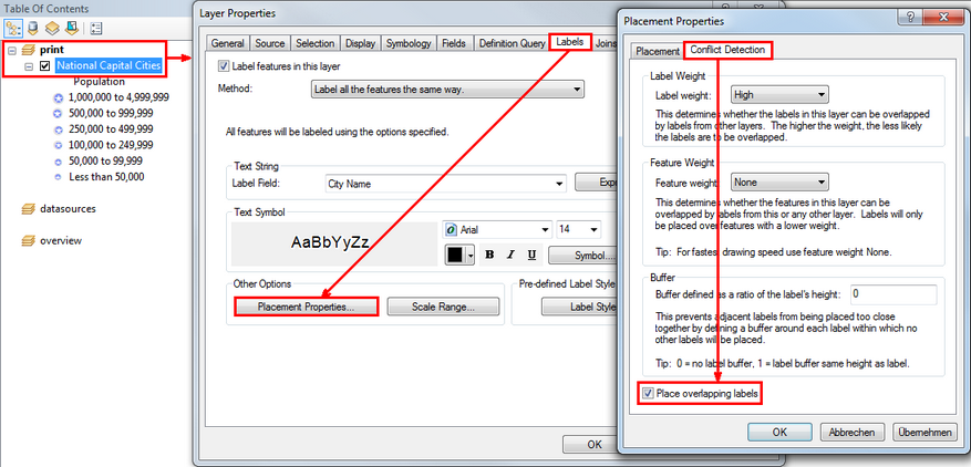 Configuration "Place overlapping labels" on the layer of the SynPlotService MXD