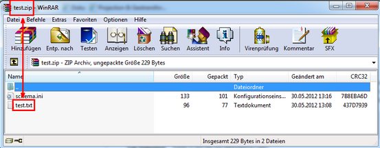 structure of the zip file