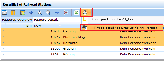Print currently selected objects with a specific print template via drop down menu