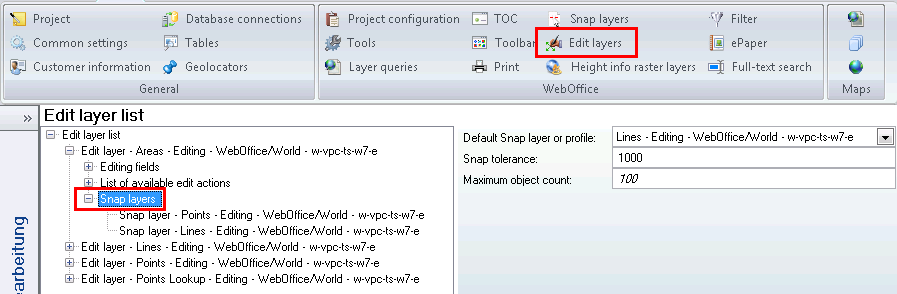 Configuration of snap layer for editing