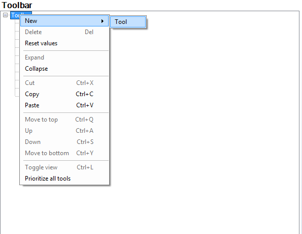 Adding tools to toolbar