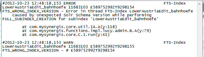 Warning message in log file