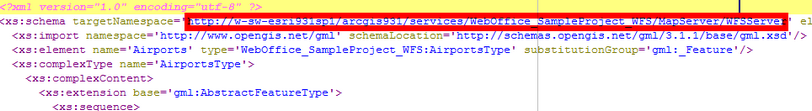targetNamespace property of schema in WFS schema file