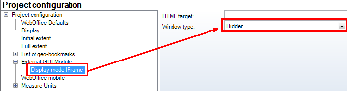 Configuration Display mode IFrame - Window type 'Hidden'