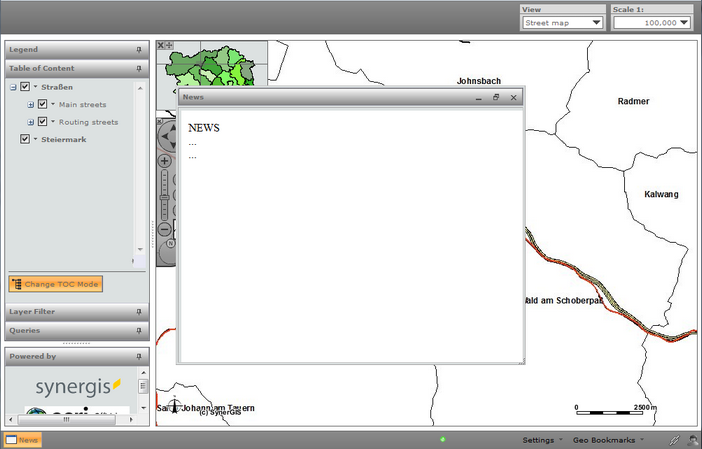 Call the project with a GUI module representing news