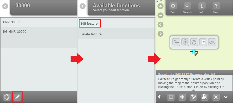 Editing a selected feature