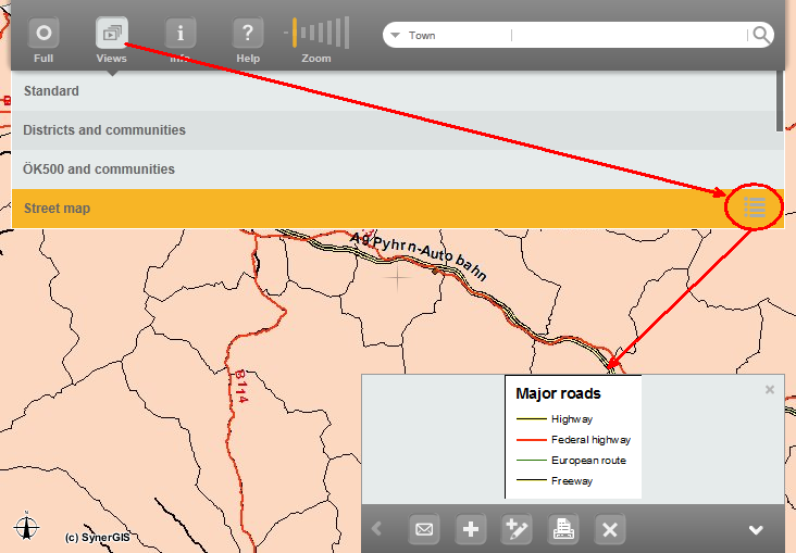Legend above the lower toolbar - large display
