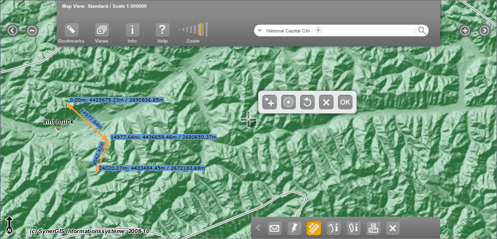 Activated "Measure" tool in WebOffice mobile client