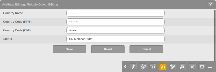 Multiple Object Editing - Editing window