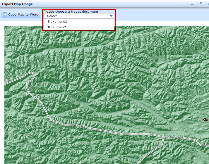 Choose target MS Word document for export