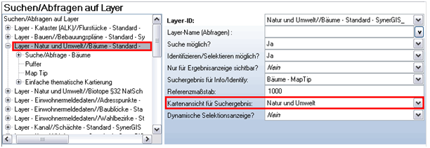 Layer– Konfiguration der Kartenansicht für das Suchergebnis Layer– Konfiguration der Kartenansicht für das Suchergebnis
