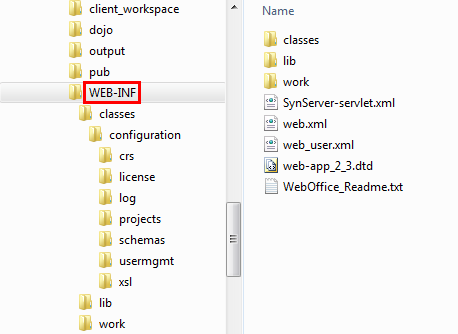 WebOffice 10 R3 Web-Applikation – Verzeichnis ‚WEB-INF‘ WebOffice 10 R3 Web-Applikation – Verzeichnis ‚WEB-INF‘
