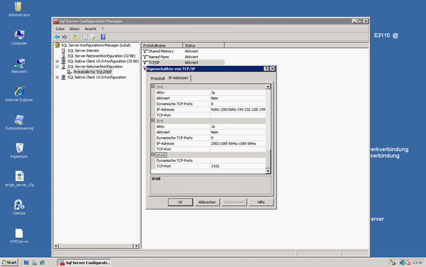 SQL Server 2008 Konfiguration für JDBC Zugriff