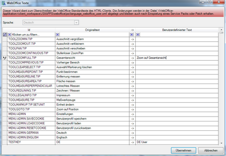 Wizard für WebOffice Texte