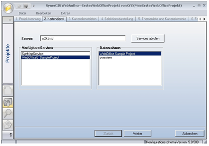 WebOffice 10 R3 Assistent ‚Erstellen eines Projektes‘ - Schritt 2