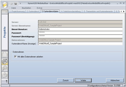 WebOffice 10 R3 Assistent ‚Erstellen eines Projektes‘ - Schritt 3
