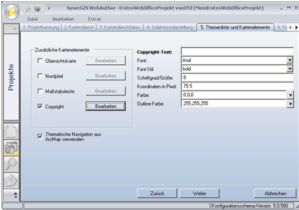 Copyright Text und Eigenschaften
