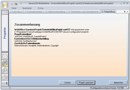 WebOffice 10 R3 Assistent ‚Erstellen eines Projektes‘ - Schritt 7