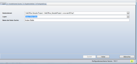 Assistent ‚Layer-Suche erstellen‘ – Auswahl eines Layers