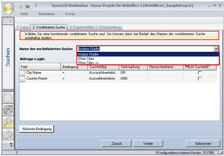 Assistent ‚Layer-Suche bearbeiten‘ - Schritt 2