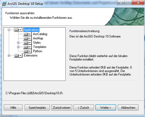 .NET Support Installationsoption während des ArcGIS Setups .NET Support Installationsoption während des ArcGIS Setups