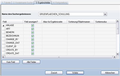 Assistent ‚Tabellen-Suche bearbeiten‘, Erzeugen oder Wiederverwenden eines Suchergebisses - Schritt 3