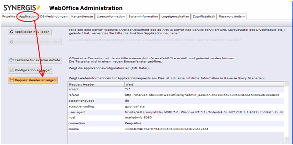 Anzeige von Headerinformationen&nbsp;