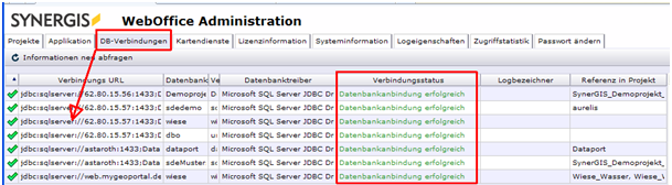 WebOffice 10 R3 Administrations-Seiten – Reiter DB-Verbindungen WebOffice 10 R3 Administrations-Seiten – Reiter DB-Verbindungen