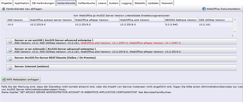 WebOffice 10 R3 Administrations-Seiten – Reiter Kartendienste WebOffice 10 R3 Administrations-Seiten – Reiter Kartendienste