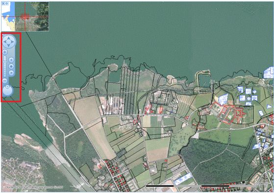 Kartennavigator und Zoom-Schieberegler Kartennavigator und Zoom-Schieberegler