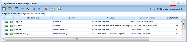 Minimierung des abgedockten ‚Suchergebnisses‘ Minimierung des abgedockten ‚Suchergebnisses‘