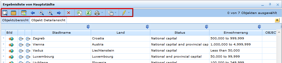 Werkzeugleiste des ‚Suchergebnisses‘ Werkzeugleiste des ‚Suchergebnisses‘