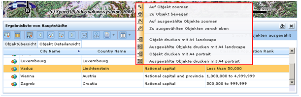 Kontextmenü im ‚Suchergebnis‘ Kontextmenü im ‚Suchergebnis‘