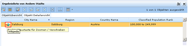 Aufruf einer externen Web-Applikation – Übermittlung eines einzelnen Objektschlüssels