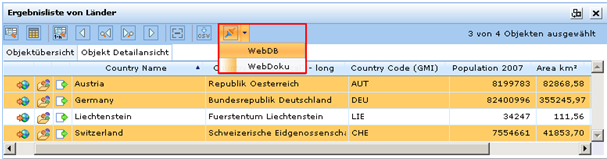 Aufruf einer externen Web-Applikation – Übermittlung einer Liste von Objektschlüsseln