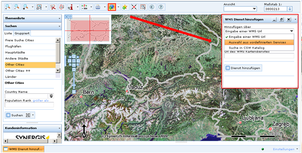 Werkzeug ‚WMS Dienst hinzufügen‘ Werkzeug ‚WMS Dienst hinzufügen‘