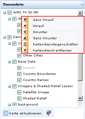 Kontextmenü bei dynamisch hinzugefügten Kartendiensten im WebOffice 10 R3 Client