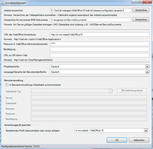 Konfiguration der Grundeinstellungen Konfiguration der Grundeinstellungen