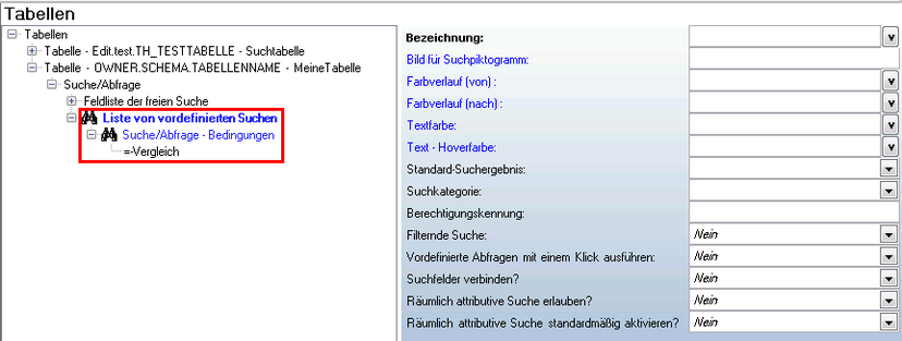 Liste von vordefinierten Suchen Liste von vordefinierten Suchen
