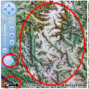Gedrehte Karte und Nordpfeil