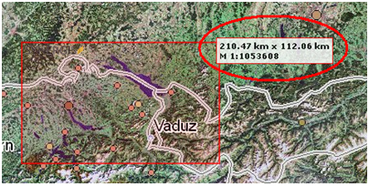 Größe und Maßstab des neuen darzustellenden Bereichs