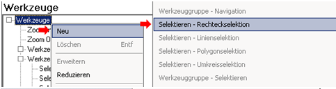 Konfiguration eines ungruppierten Werkzeugs - Rechteckselektion Konfiguration eines ungruppierten Werkzeugs - Rechteckselektion